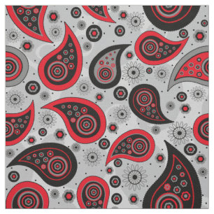 Paisley patroon rood zwart en grijs elegant stof