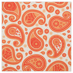 Paisley patroon sinaasappel en rood stof
