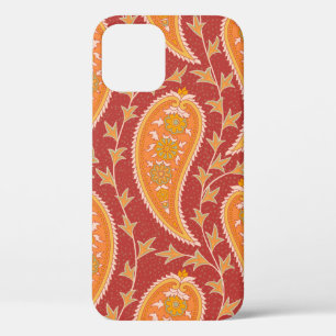 Paisley patroon. Turkse komkommer. Maroon-oranje c iPhone 12 Hoesje