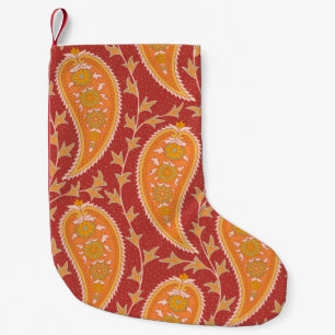 Paisley patroon. Turkse komkommer. Maroon-oranje c Kleine Kerstsok