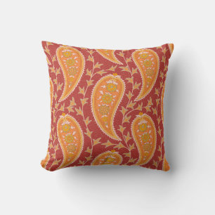 Paisley patroon. Turkse komkommer. Maroon-oranje c Kussen
