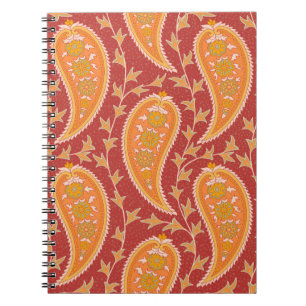 Paisley patroon. Turkse komkommer. Maroon-oranje c Notitieboek