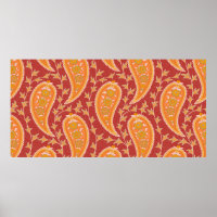 Paisley patroon. Turkse komkommer. Maroon-oranje c