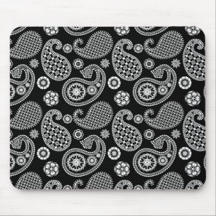 Paisley-patroon, zwart en wit muismat