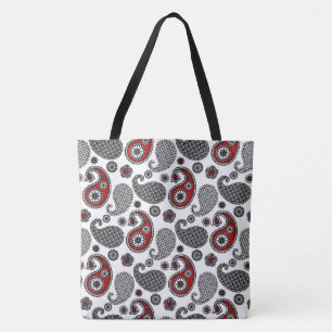 Paisley-patroon, zwart, wit en rood draagtas