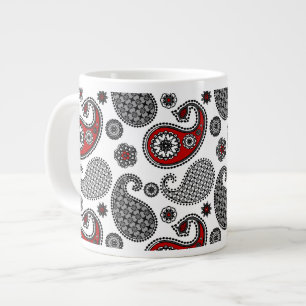 Paisley-patroon, zwart, wit en rood jumbo mok