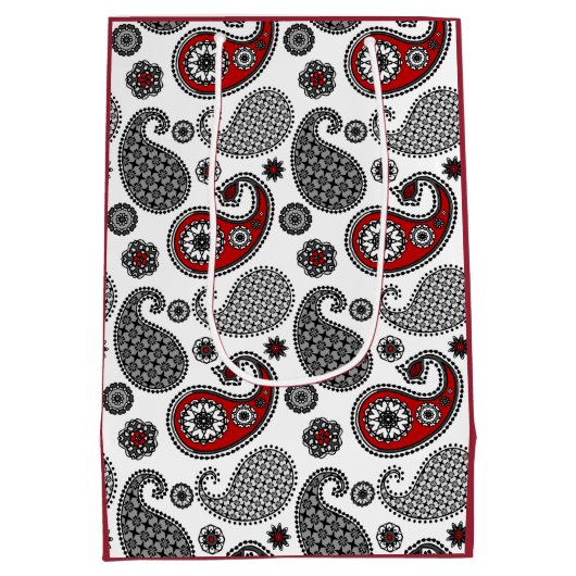Paisley-patroon, zwart, wit en rood medium cadeauzakje (Achterkant)
