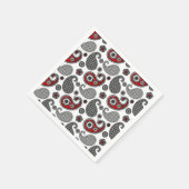 Paisley-patroon, zwart, wit en rood servetten (Hoek)