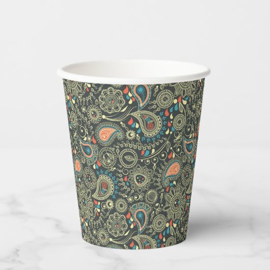 Paisley Pattern 3 Papieren Bekers (Voorkant)