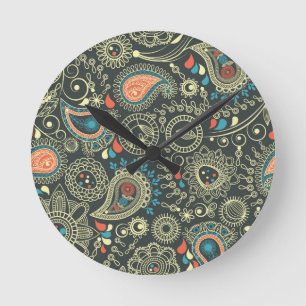 Paisley Pattern 3 Ronde Klok