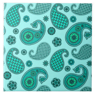 Paisley Pattern, Aqua en Turquoise Tegeltje
