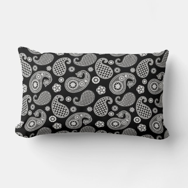 Paisley Pattern, Black and White Kussen (Voorkant)