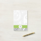 Paisley Pattern, Black and White, Monogram Post-it® Notes (Op bureau)