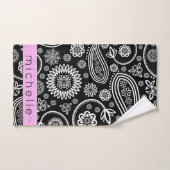 Paisley Pattern, Black and White, Your Name (Serviette à main)
