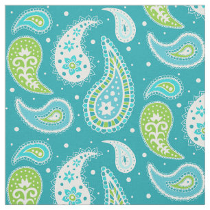 Paisley Pattern Blauwgroen Blue Lime Green Stof