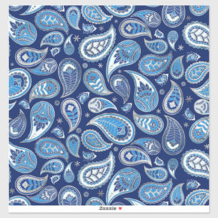 Paisley Pattern - Blue and Silver Sticker