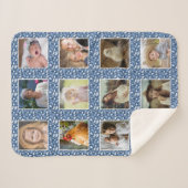 Paisley Pattern Blue Custom Family Photo Collage Sherpa Deken (Voorkant (horizontaal))