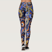 Paisley Pattern Blue Retro Leggings (Achterkant)