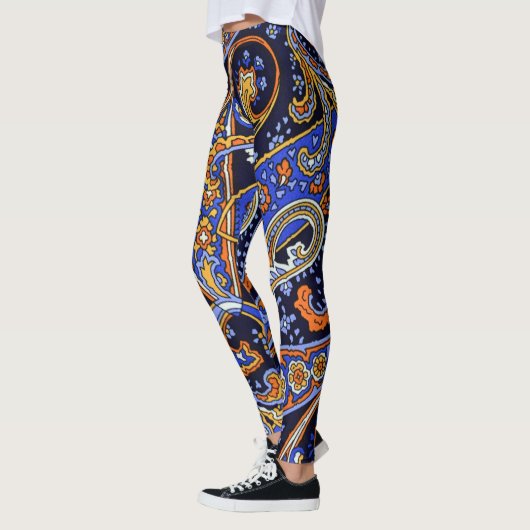 Paisley Pattern Blue Retro Leggings (Links)