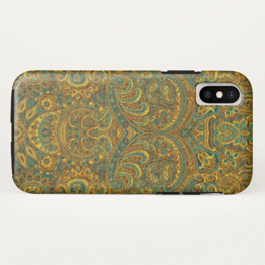 Paisley Pattern Brown 7 Green Tones Case-Mate iPhone Case (Achterkant (horizontaal))