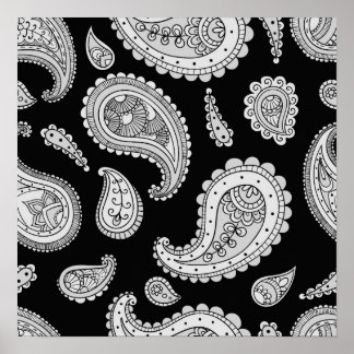 Paisley Pattern - Gray Poster