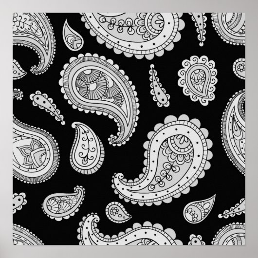 Paisley Pattern - Gray Poster (Voorkant)