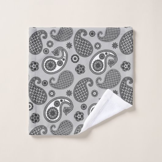 Paisley Pattern, Grey, Black and White Bad Handdoek (Wasdoekje)