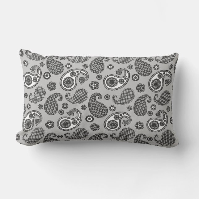 Paisley Pattern, Grey, Black and White Kussen (Voorkant)