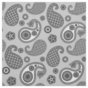 Paisley Pattern, Grey, Black and White Stof