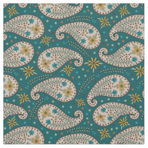 Paisley Pattern in Yellow Blauw Blauwgroen Gre Stof