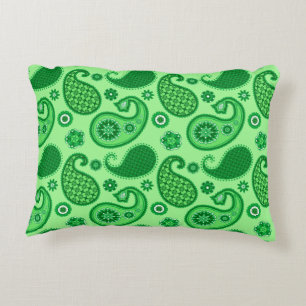 Paisley Pattern, Jade and Emerald Green Decoratief Kussen