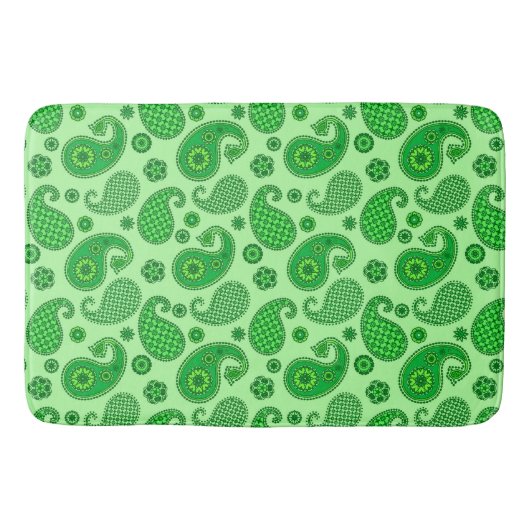 Paisley Pattern, Limoen and Emerald Green Badmat (Voorkant)