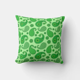 Paisley Pattern, Limoen and Emerald Green Kussen