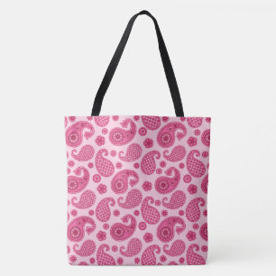 Paisley Pattern, Pastel Coral Pink and Fuchsia Draagtas