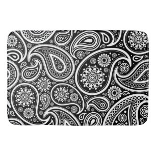 Paisley Pattern, Persian Paisley, Black and White Badmat