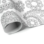 Paisley Pattern, Persian Paisley, Black and White Cadeaupapier (Rol Hoek)