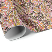 Paisley Pattern Plum Pink Green Cadeaupapier (Rol Hoek)