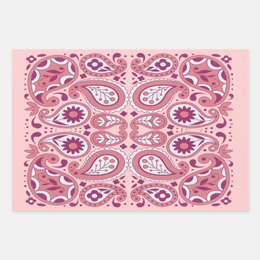 Paisley Pattern-schaduwen van roze witte ventilat Inpakpapier Vel (Voorkant)
