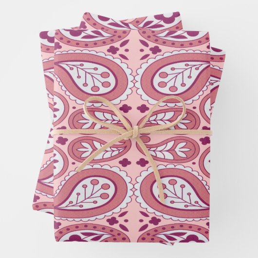 Paisley Pattern-schaduwen van roze witte ventilat Inpakpapier Vel (In situ)