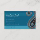 PAISLEY PATTERN schattig retro turquoise blauwgro Visitekaartje (Achterkant)