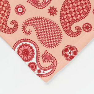 Paisley Pattern, Shades of Coral Oranje Fleece Deken