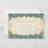 Paisley Peacock Colonnes Mariage Cartes de réponse (Devant)