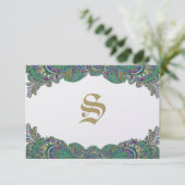 Paisley Peacock Colonnes Mariage Cartes de réponse (Debout devant)