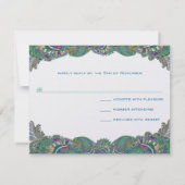 Paisley Peacock Colonnes Mariage Cartes de réponse (Dos)