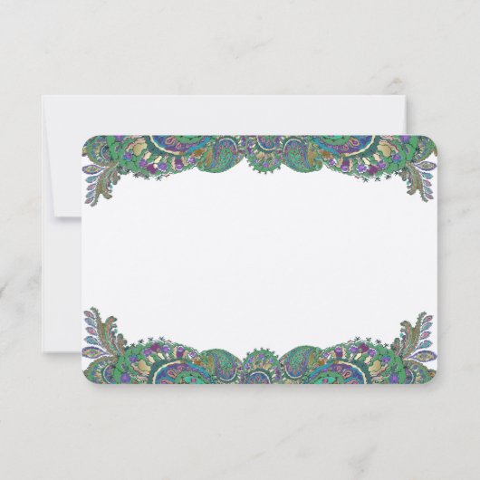 Paisley Peacock Colonnes Mariage Cartes de réponse (Dos)