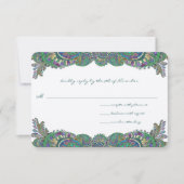 Paisley Peacock Colonnes Mariage Cartes de réponse (Devant)