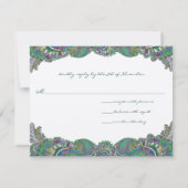 Paisley Peacock Colonnes Mariage Cartes de réponse (Dos)