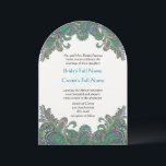Paisley Peacock Colors Faire-part de mariage<br><div class="desc">Mehndi Indian Paisley Peacock Inspiré Couleurs Turquoise Aqua Turquoise Cuivre Bronze Or Invitations Mariage en Or. Invitations de mariage de style victorien de conte magique de Fairytale enchantée. Un design exotique et plumes avec les années 20,  Gatsby,  Victorien,  Marocain ou Indien Mehndi flambent #GrandMillennial Chinoiserie,  Grand Millennial, </div>