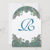 Paisley Peacock Colors Faire-part de mariage (Dos)