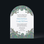 Paisley Peacock Colors Faire-part de mariage<br><div class="desc">Mehndi Indian Paisley Peacock Inspiré Couleurs Turquoise Aqua Turquoise Cuivre Bronze Or Invitations Mariage en Or. Invitations de mariage de style victorien de conte magique de Fairytale enchantée. Un design exotique et plumes avec les années 20,  Gatsby,  Victorien,  Marocain ou Indien Mehndi flambent #GrandMillennial Chinoiserie,  Grand Millennial, </div>